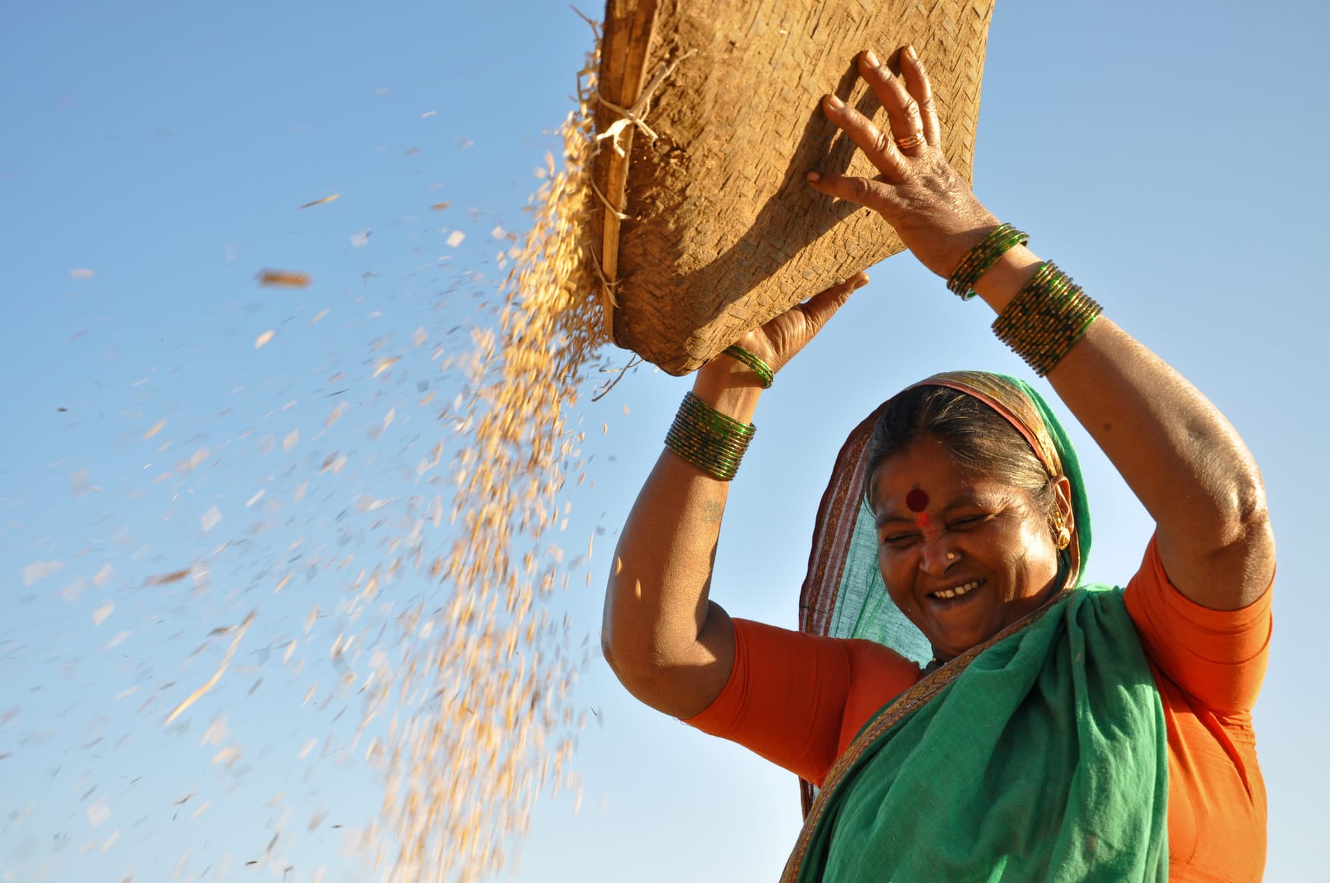 Happy woman working