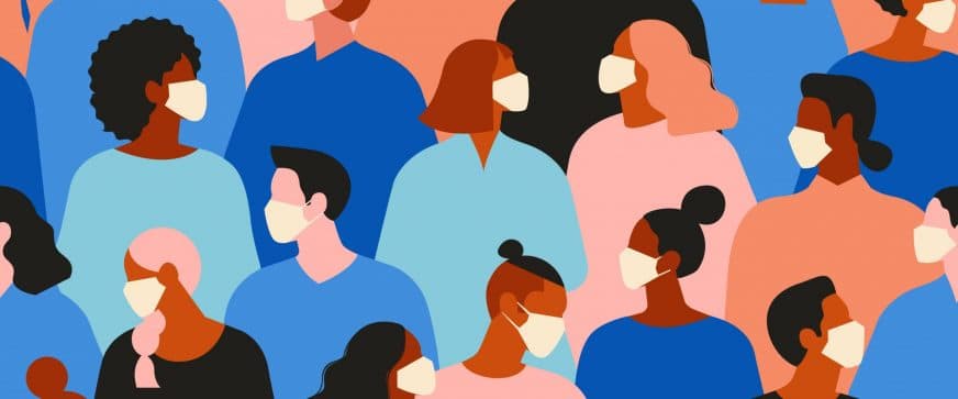 graphic – facemasks crowd