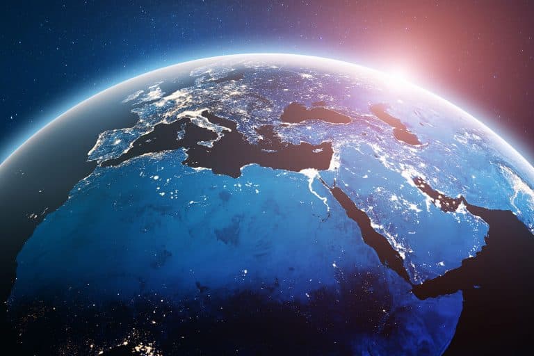Earth-Europe-sunlight