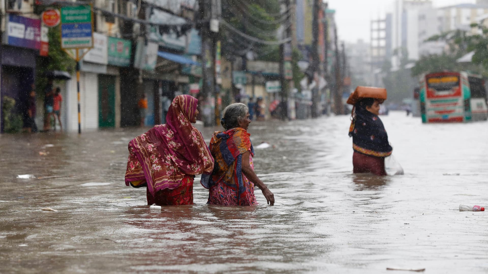Flooded street in Dhaka, Bangladesh.