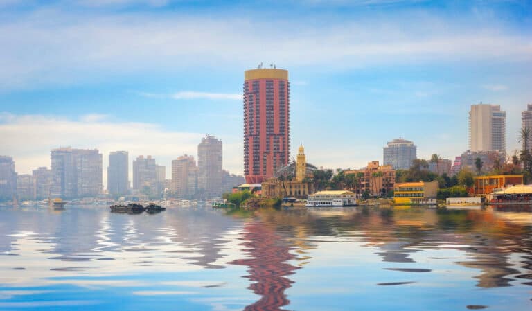 District,With,Modern,Buildings,On,The,Riverbank,Of,Nile,In
