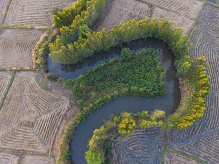 Aerial,View,Of,River,And,Landscape.