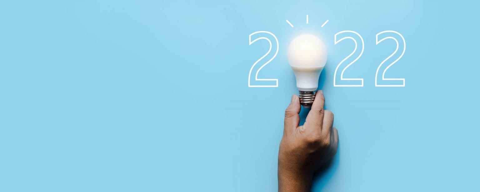 photo with words 2022 and a light bulb instead of the 0