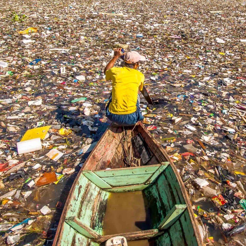 Citarum River, one of the most polluted rivers in Indonesia, Bandung, Indonesia.