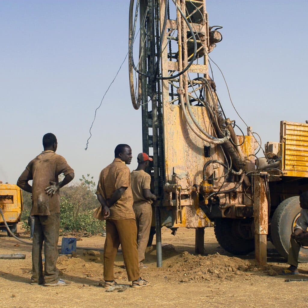 Drilling, the initial stages of intsalling a water pump, Liguidimalgem, Burkina Faso.