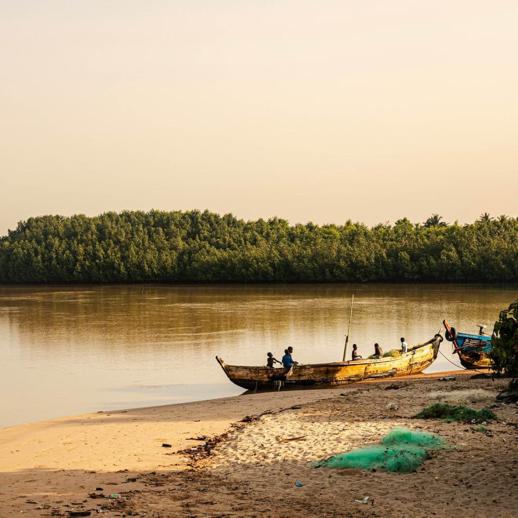 Fishing boats, Butre River delta, western Ghana.