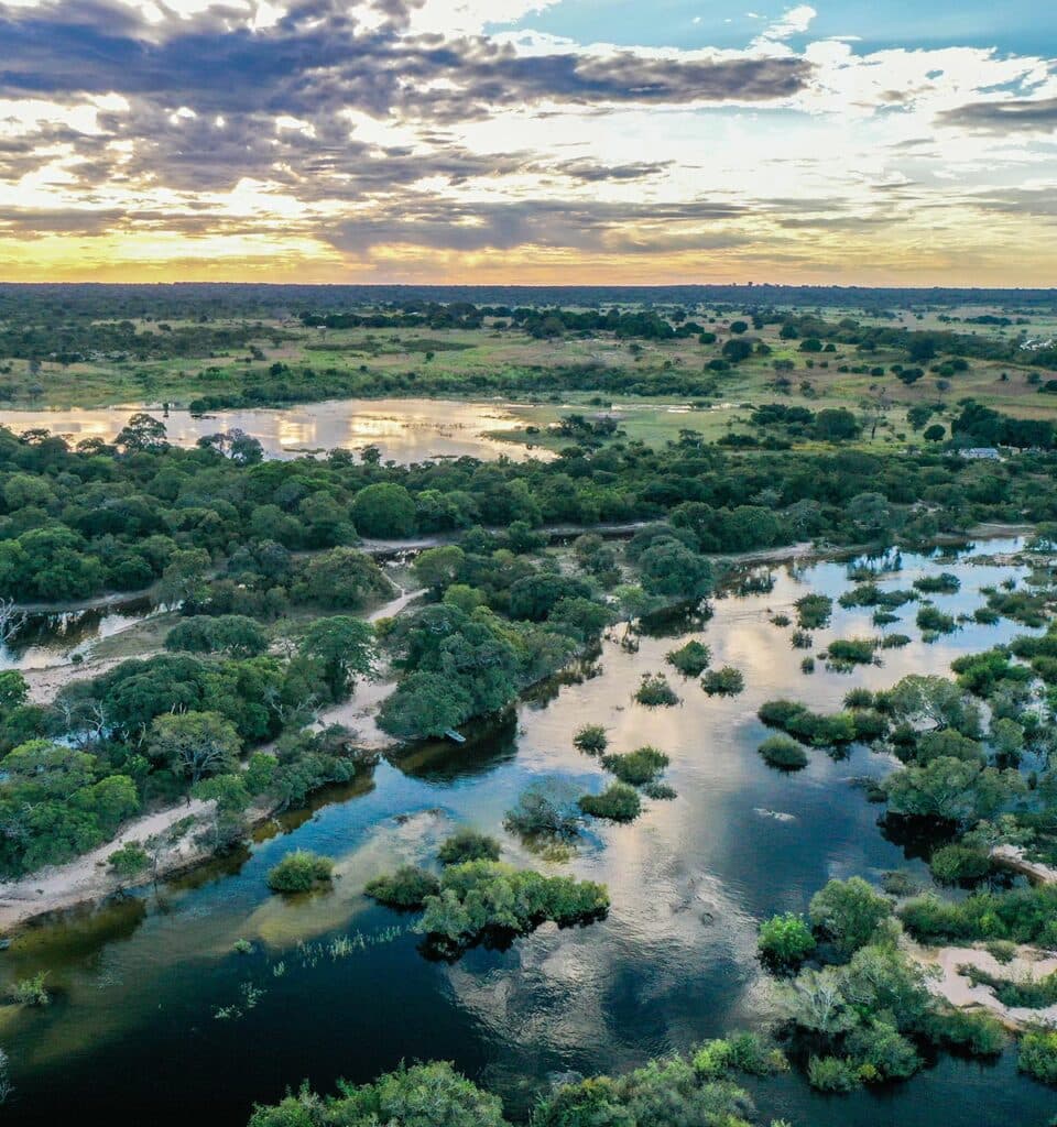 Zambezi river in flood, Zambia.