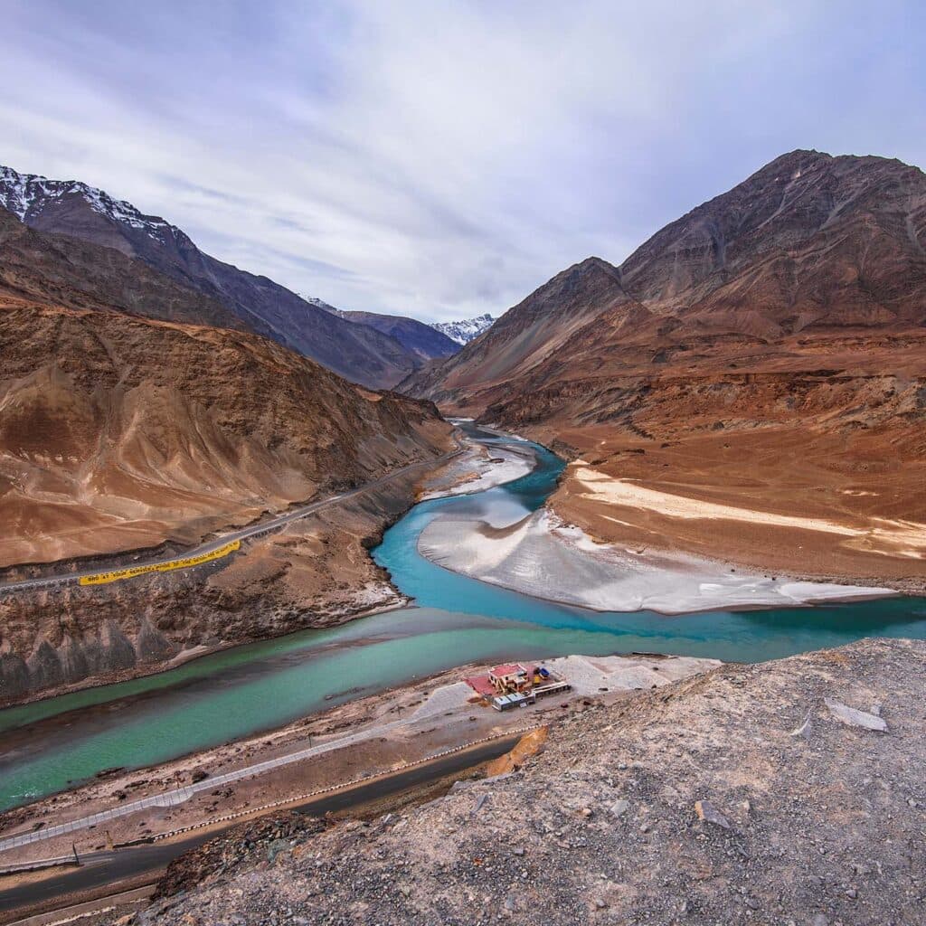 Confluence of the Indus and Zanskar Rivers, Union Territory of Ladakh.