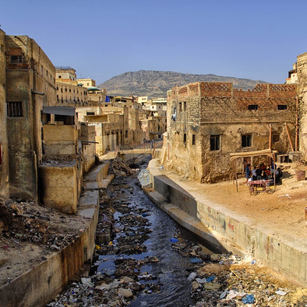 Underserved neighbourhood in downtown Fez, Morocco.