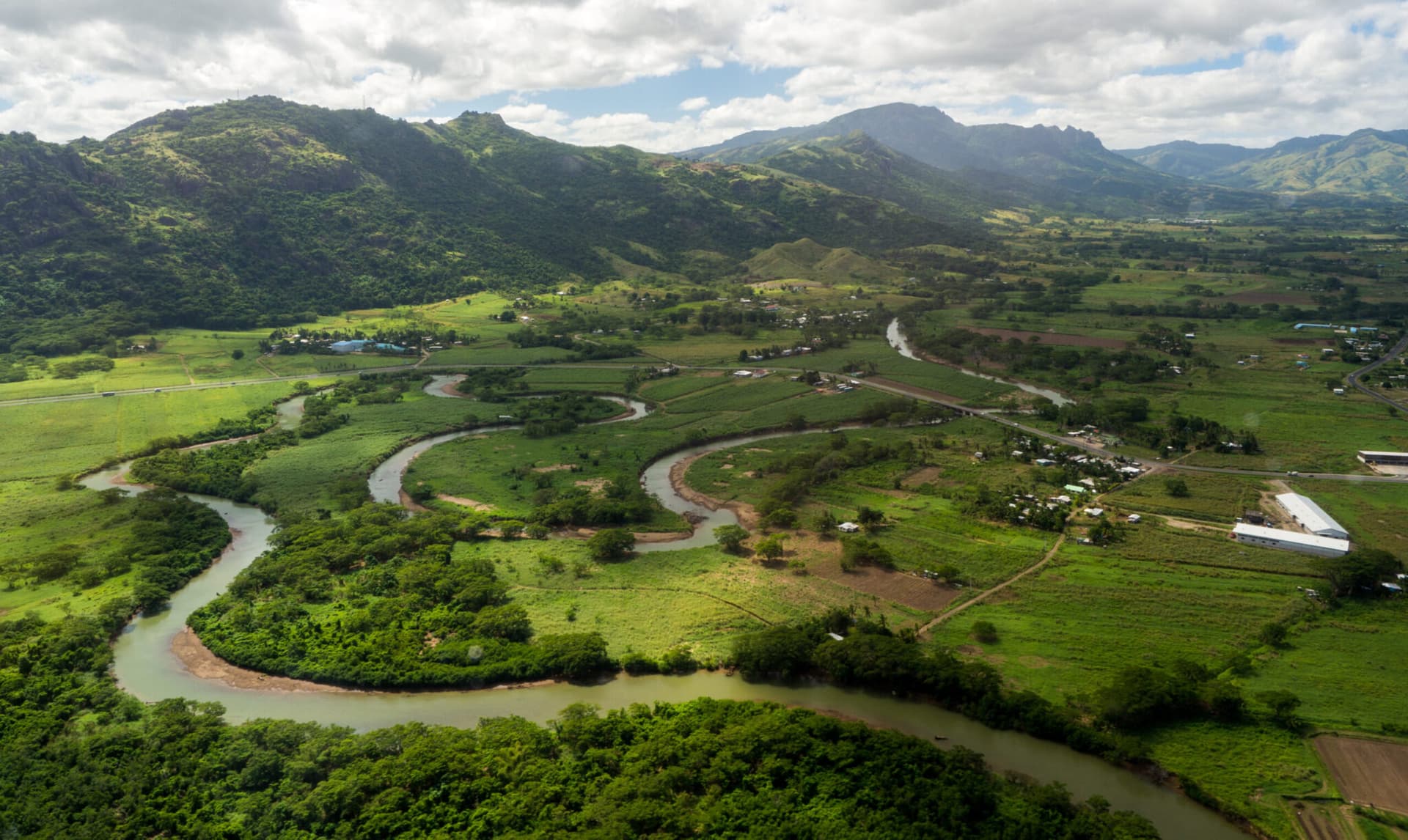 Aerial,Landscape,View,Of,Lush,Green,Sugar,Cane,Farm,Land