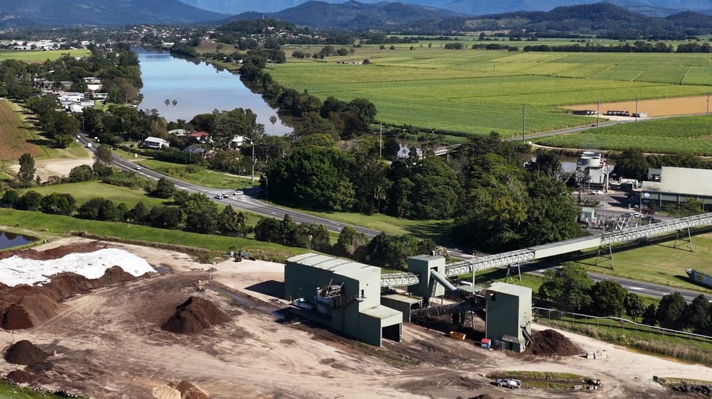 High,Angle,View,Of,An,Industrial,Sugar,Mill,Facility,Beside