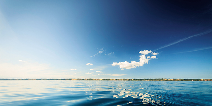 Beautiful seascape evening sea horizon and sky.