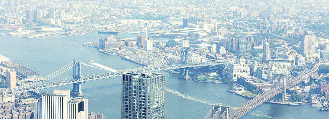 Brooklyn and Manhattan bridge, New York, aeral view