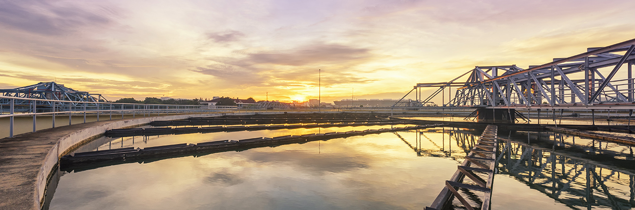 sewage treatment plant with sunrise