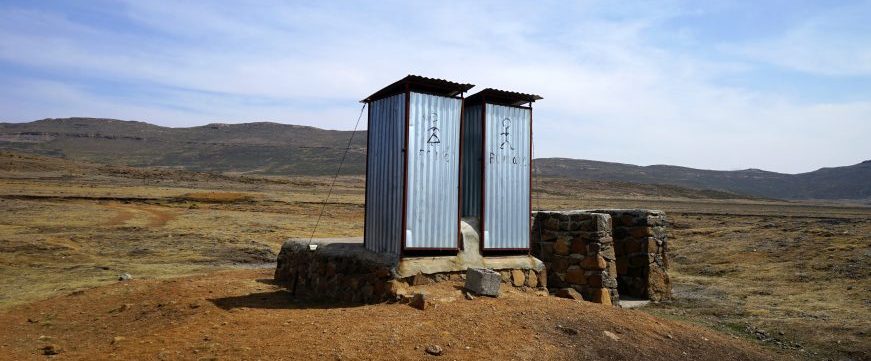 An isolated toilet in Sani Pass border in Lesotho, Africa.