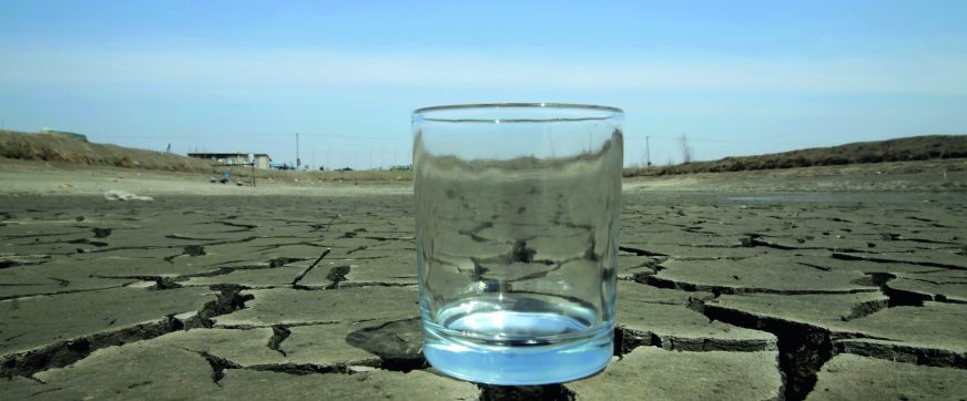 a glass in the dry land