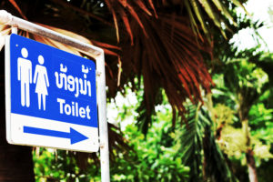 Public toilet sign in Vientiane, Laos.