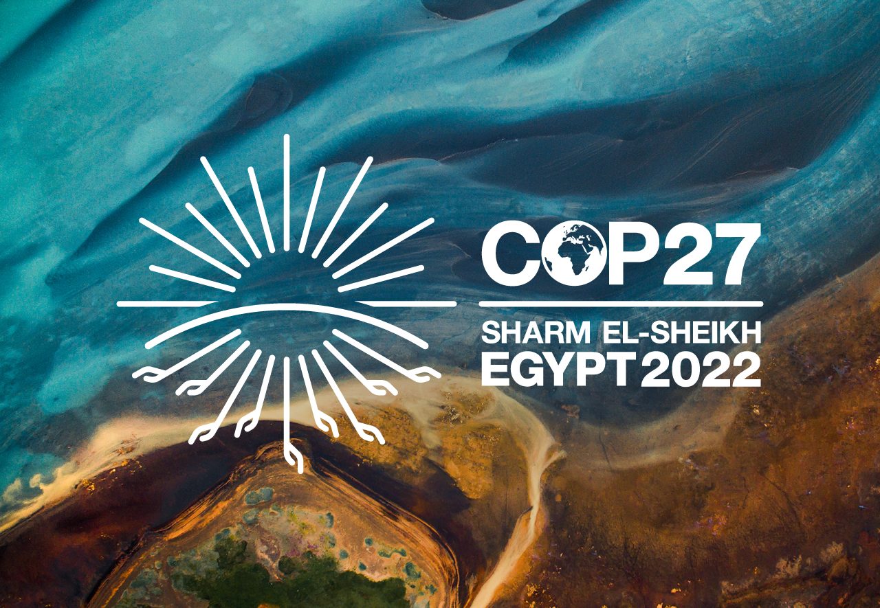 COP 27 logo - Sharm El-Sheikh, Egypt 2022 (sandand blue colours)