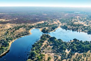 Okavango delta (Okavango Grassland) is one of the Seven Natural Wonders of Africa (view from the airplane) - Botswana