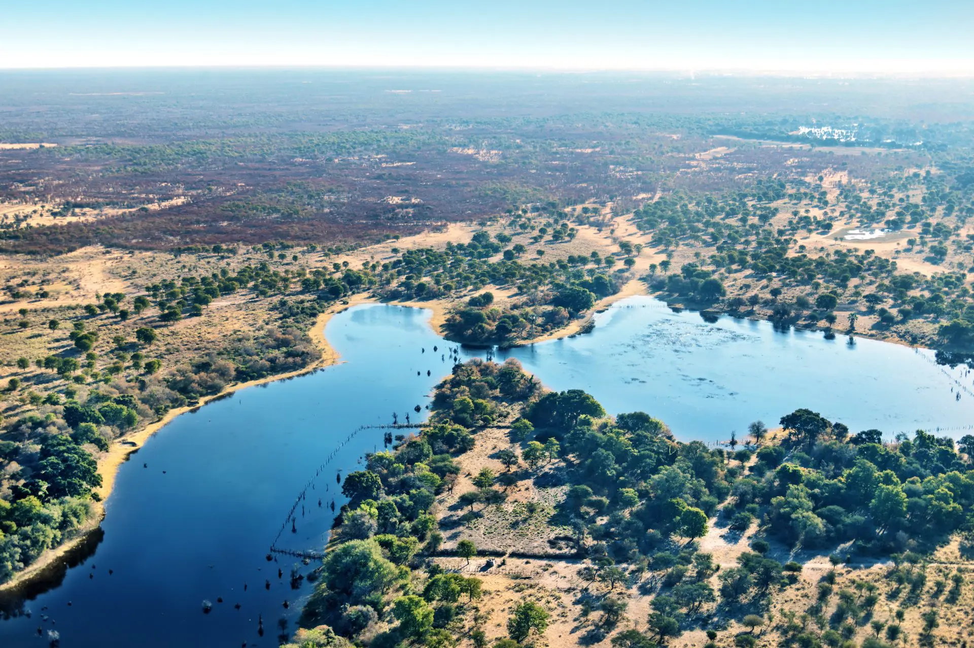Okavango delta (Okavango Grassland) is one of the Seven Natural Wonders of Africa (view from the air
