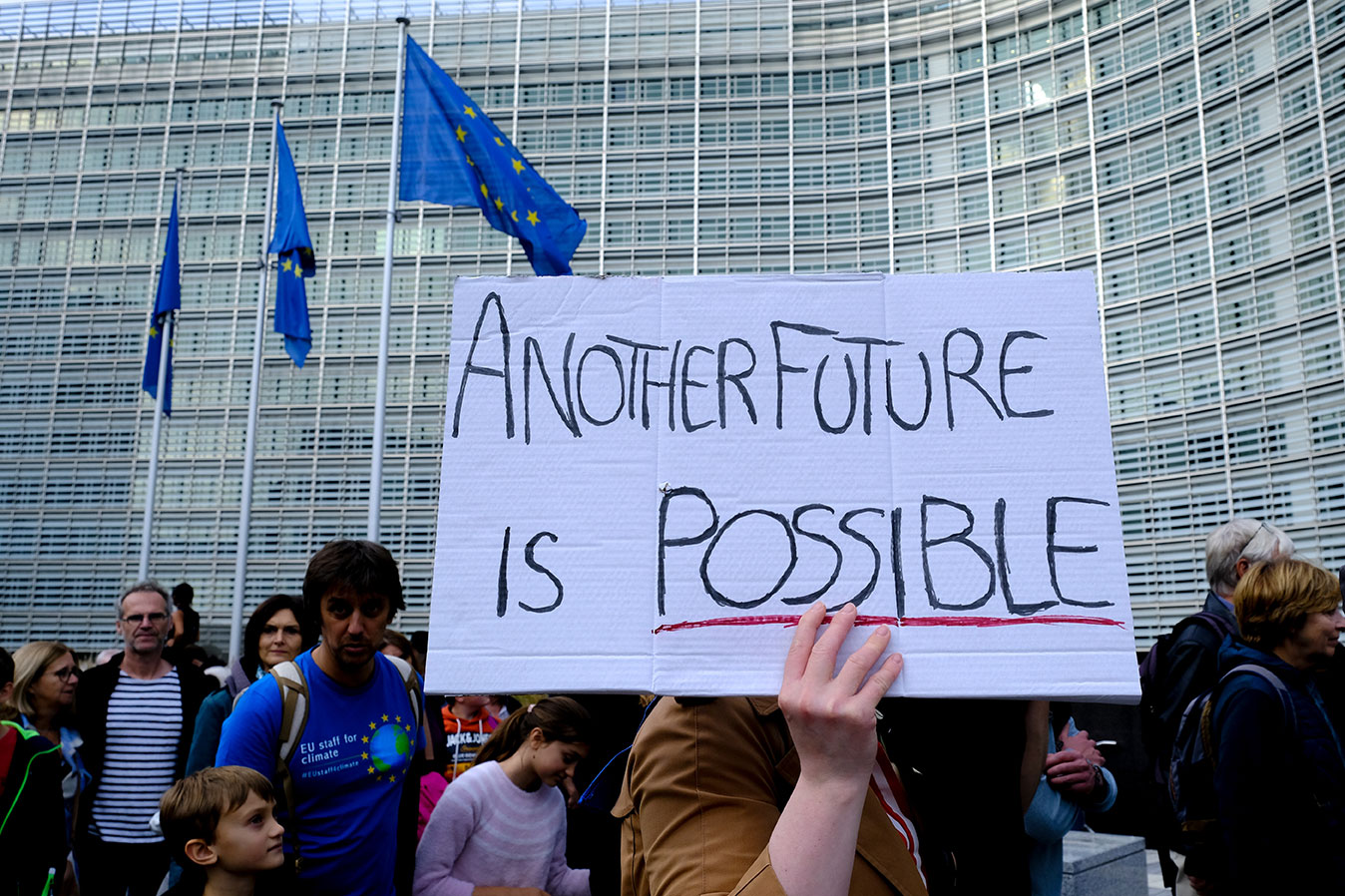 Thousands of people takes part in a demonstration against climate change in Brussels, Belgium on October 10, 2021, ahead of the COP26 climate summit.