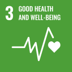 Sustainable Development Goal 3: Good health and well-being - icon: electrocardiogram with a heart symbol on a green background