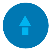 Improving water governance icon: blue house on darker blue background