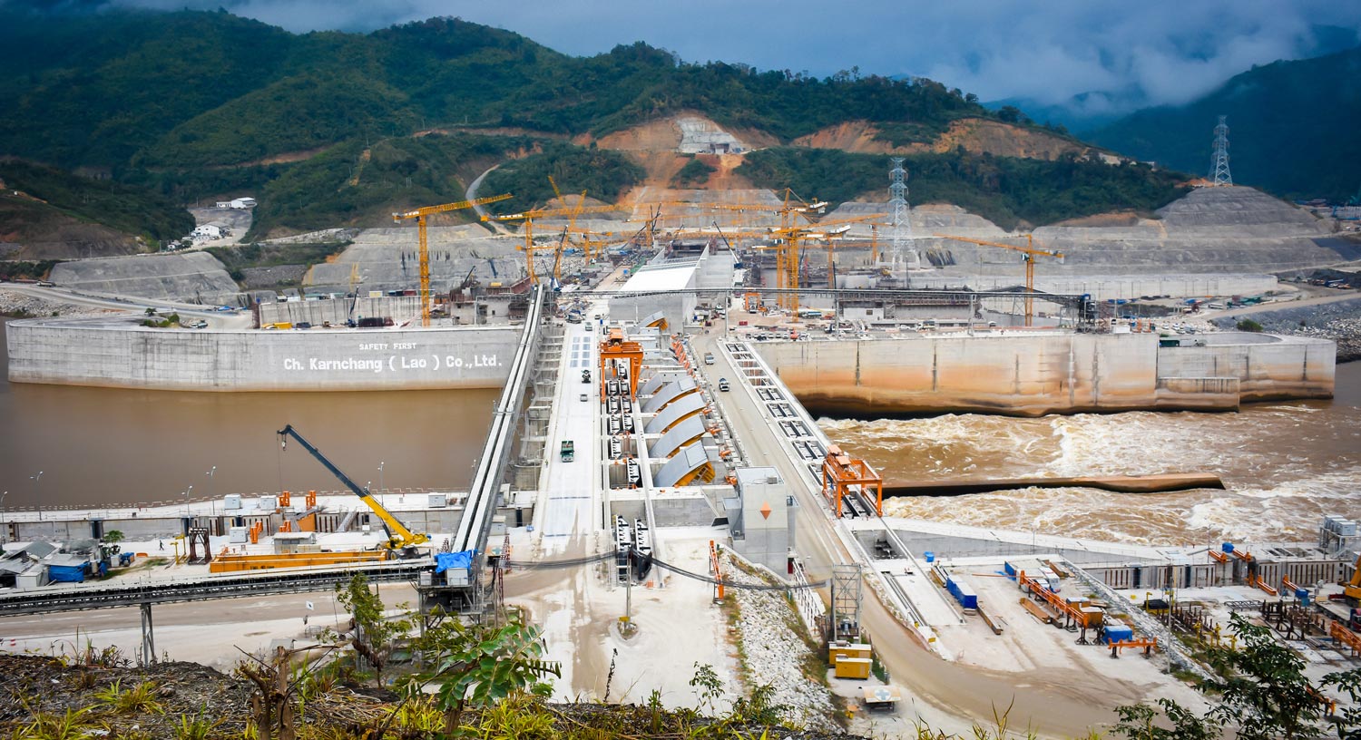 Construction of the Xayaburi dam on the Lower Mekong River, Laos.