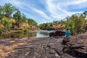 Mitchell Plateau, WA, Australia - May31, 2015: An indigenous Australian woman from the local Kandiwa