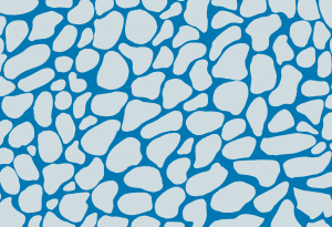 Illustration of irregular shapes in white on blue background