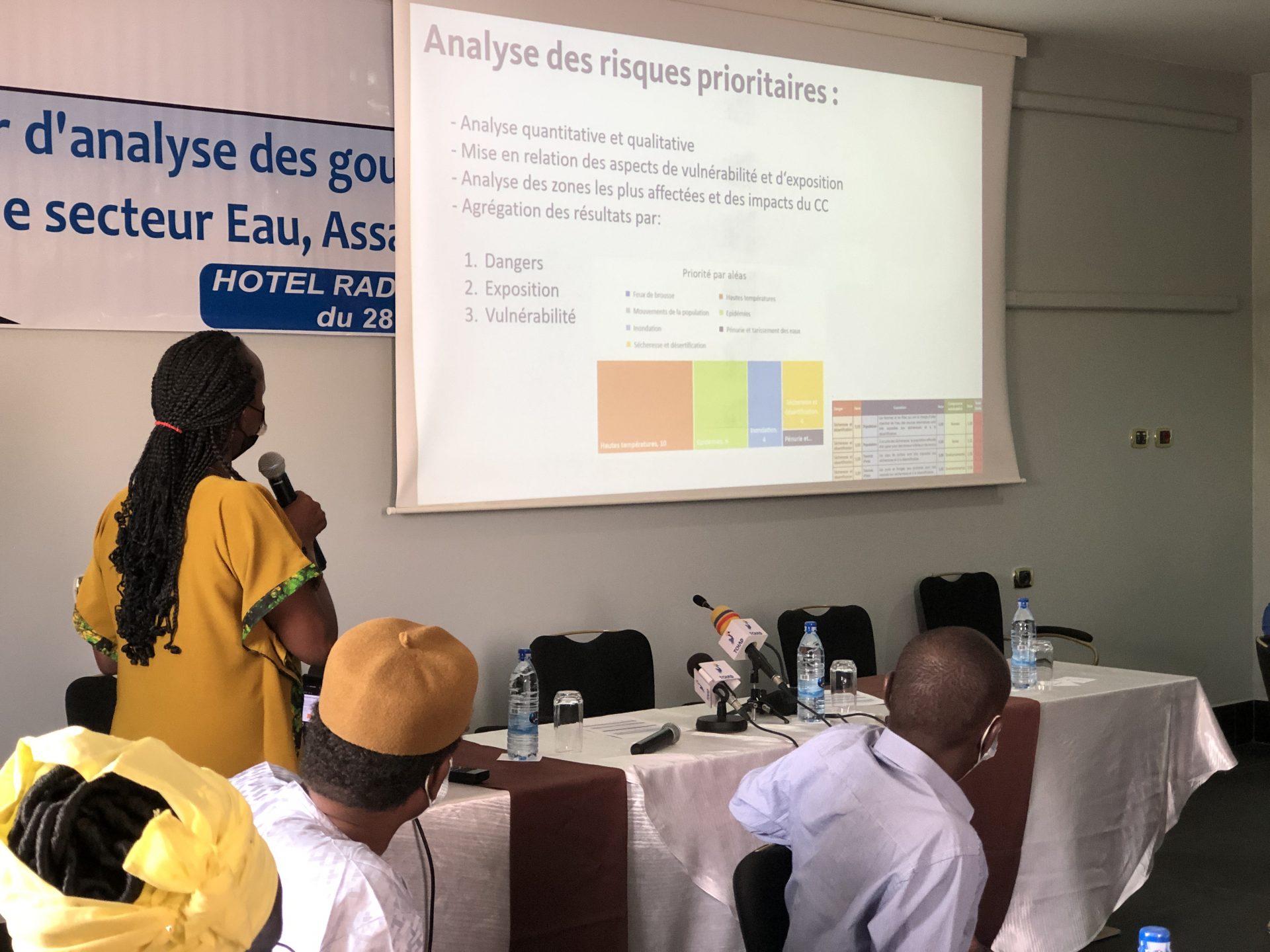 Water, Sanitation and Hygiene (WASH) Sector Bottleneck Analysis workshop looking at a chart on risk analysis
