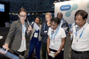 Stockholm Junior Water Prize finalist presenting her project at World Water Week 2019
