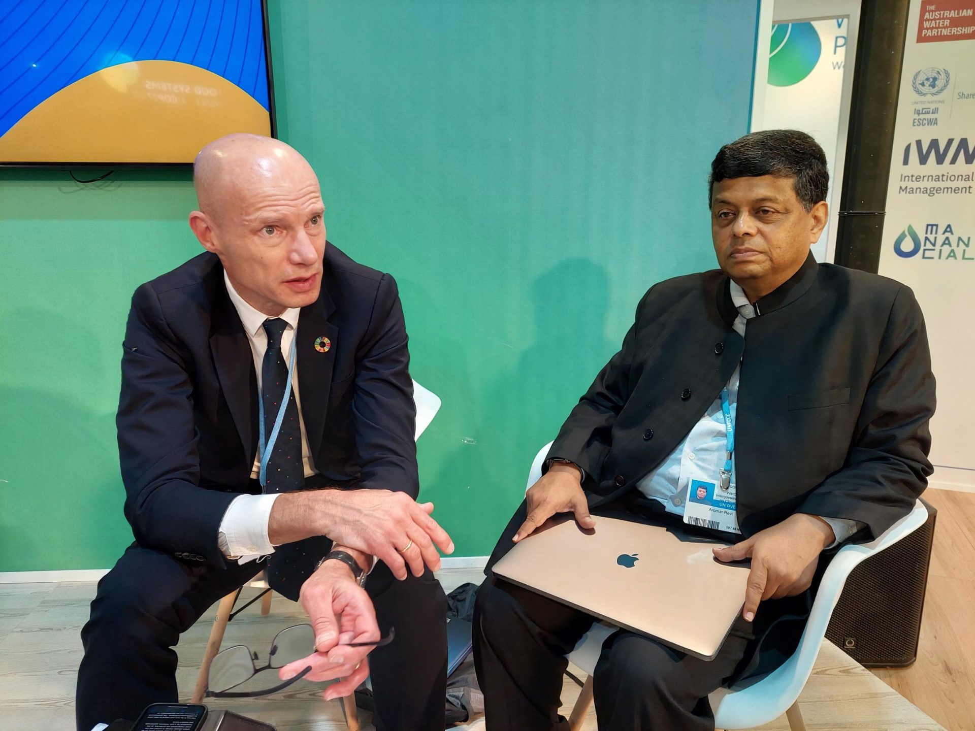 Henk Ovink and Aromar Revi at the press conference in the Water Pavilion at COP 27, November 2022