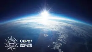 Earth view from space with sunrise. Photo is combination of real photo taken from weather balloon wi