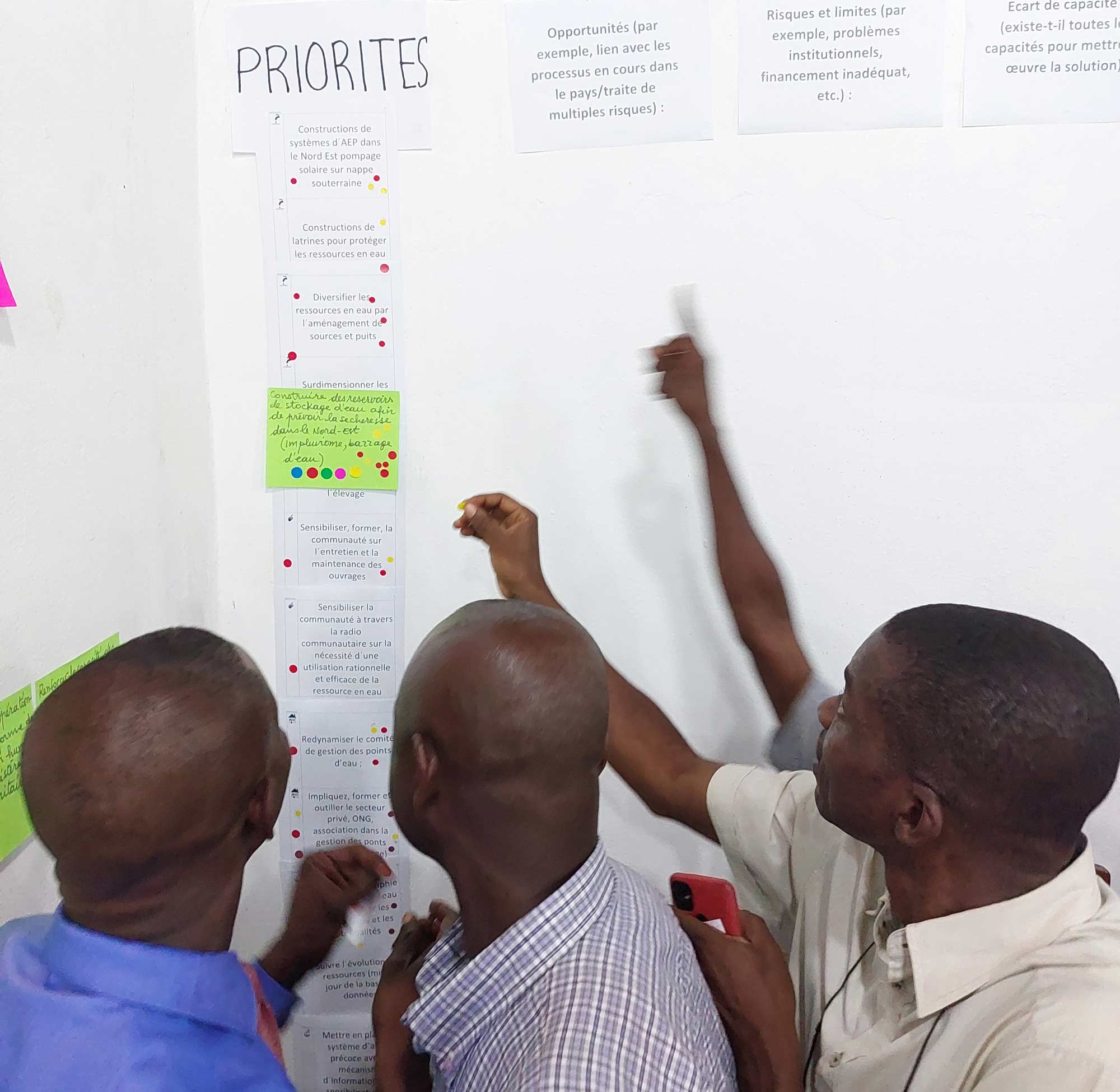 Group working during the workshop in the Central African Republic to design solutions to achieve climate resilient WASH services.