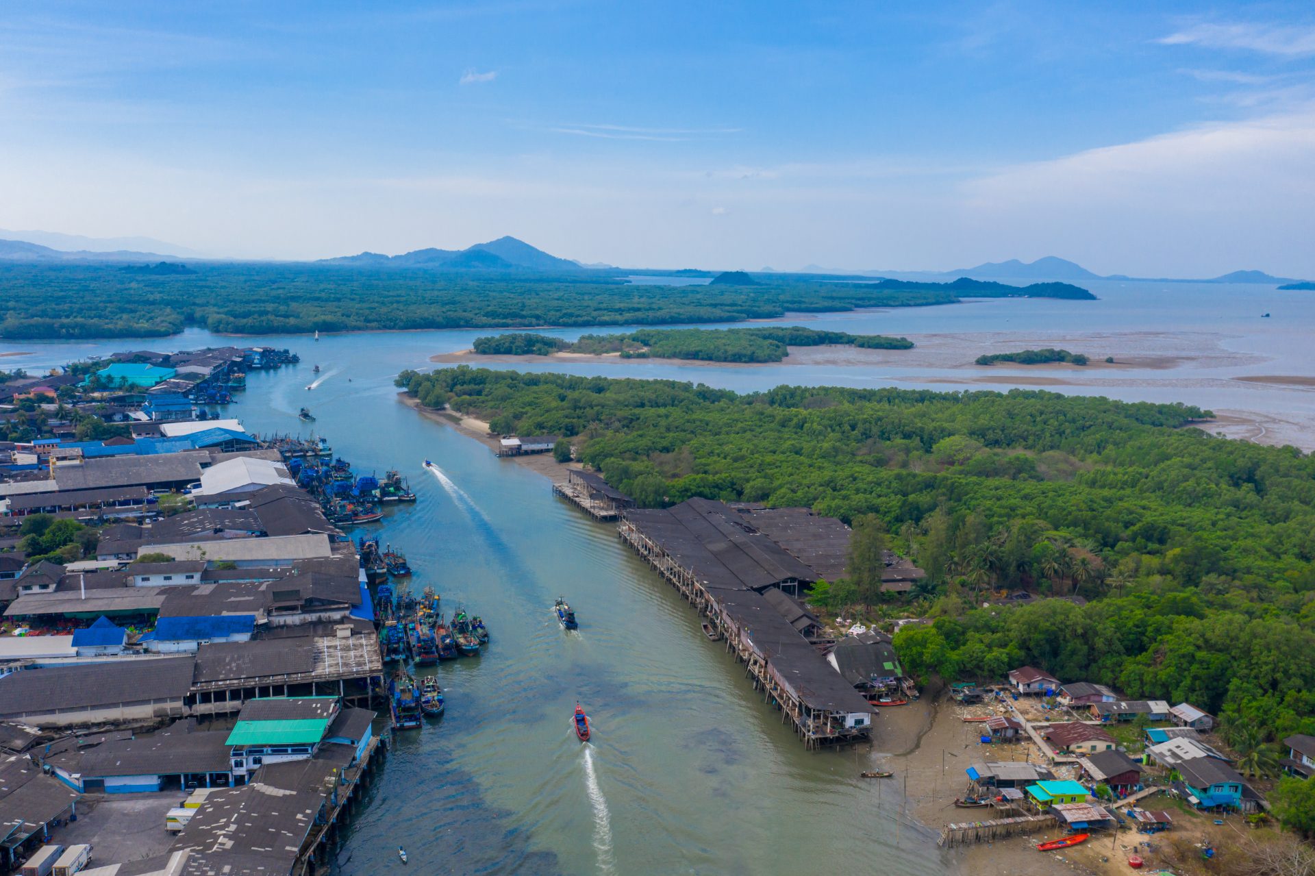 Aerial view of Ranong estuary, Thailand. From: Shutterstock