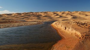 Ain Ouadette Lake in the desert in Tunisia.