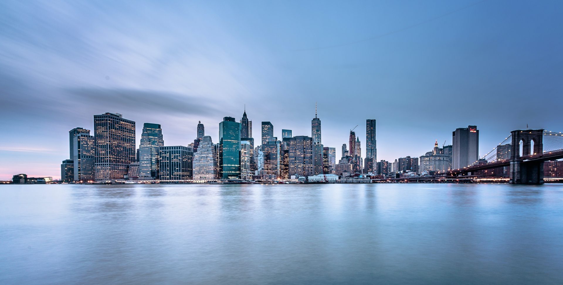 New York City skyline over the water