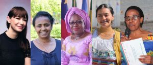 Collage of 5 portraits of women diplomats: Dr Benedetta Berti-Alberti, Mrs Belaynesh Birru, Mrs Judith Efundem Agbor Enaw, Ms Leticia Lisseth Tituaña Picuasi and Mrs Zodwa Dlamini.