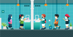Illustration of children washing their hands