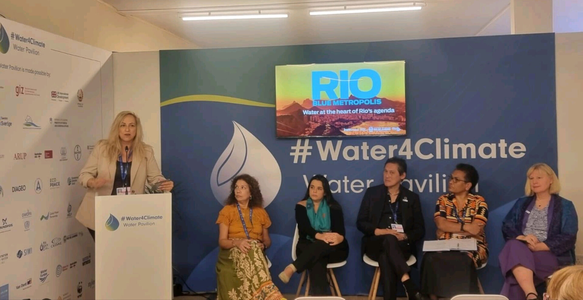 Panelists of the session held in the Water for Climate Pavilion at COP28